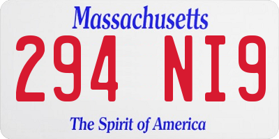 MA license plate 294NI9