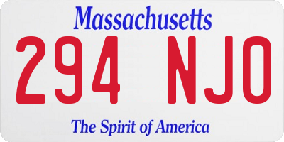 MA license plate 294NJ0