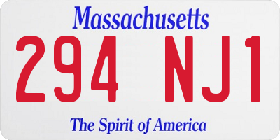 MA license plate 294NJ1