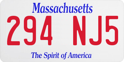 MA license plate 294NJ5