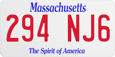 MA license plate 294NJ6