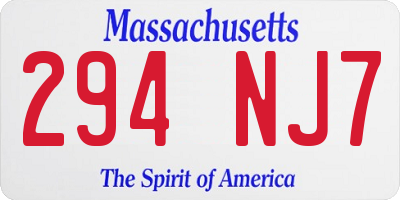 MA license plate 294NJ7