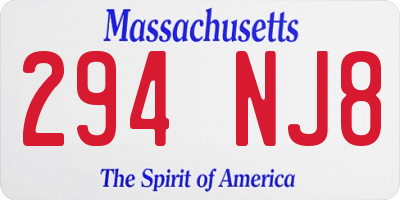 MA license plate 294NJ8