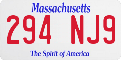 MA license plate 294NJ9