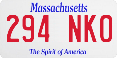 MA license plate 294NK0