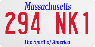 MA license plate 294NK1