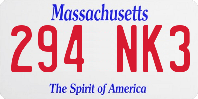 MA license plate 294NK3