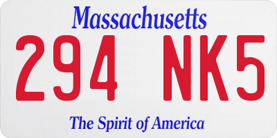 MA license plate 294NK5
