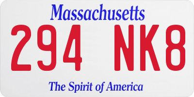 MA license plate 294NK8