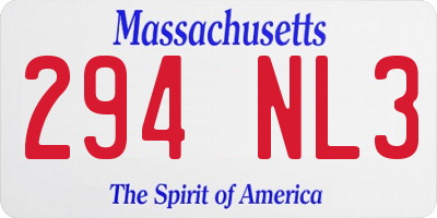 MA license plate 294NL3