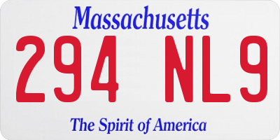 MA license plate 294NL9