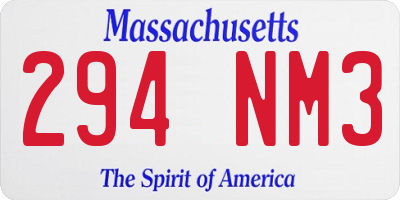 MA license plate 294NM3
