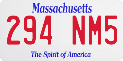 MA license plate 294NM5