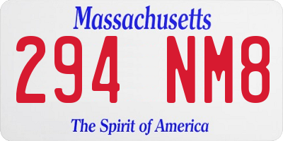 MA license plate 294NM8