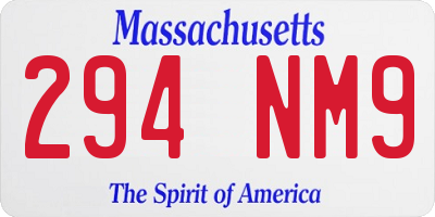 MA license plate 294NM9