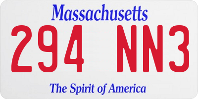 MA license plate 294NN3