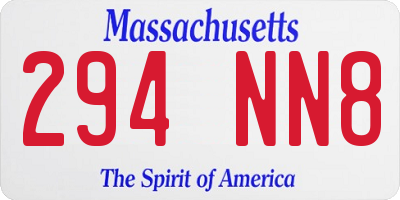 MA license plate 294NN8