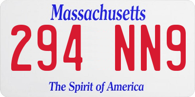 MA license plate 294NN9