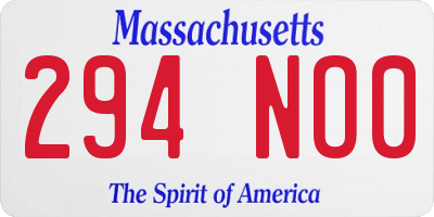 MA license plate 294NO0