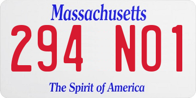 MA license plate 294NO1