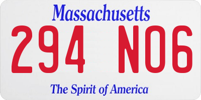 MA license plate 294NO6