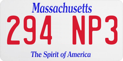 MA license plate 294NP3