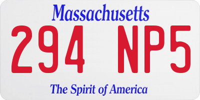 MA license plate 294NP5