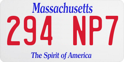 MA license plate 294NP7