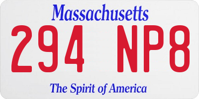 MA license plate 294NP8