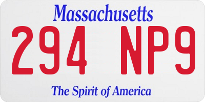 MA license plate 294NP9