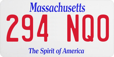 MA license plate 294NQ0