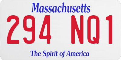 MA license plate 294NQ1