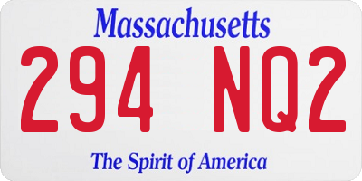 MA license plate 294NQ2
