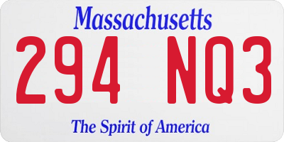 MA license plate 294NQ3