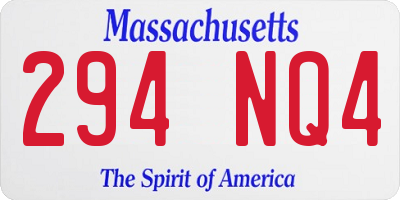 MA license plate 294NQ4