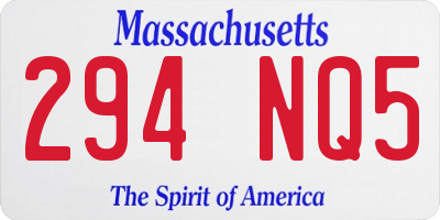 MA license plate 294NQ5
