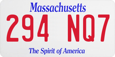MA license plate 294NQ7