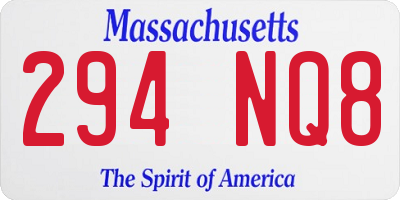 MA license plate 294NQ8