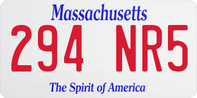MA license plate 294NR5