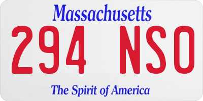 MA license plate 294NS0