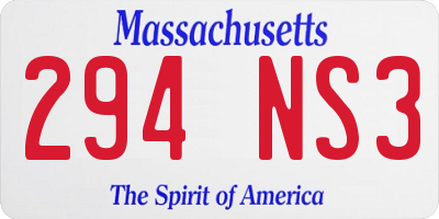 MA license plate 294NS3