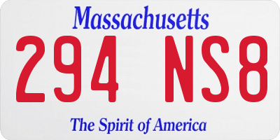 MA license plate 294NS8