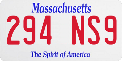MA license plate 294NS9