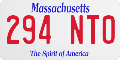 MA license plate 294NT0
