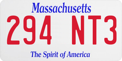 MA license plate 294NT3