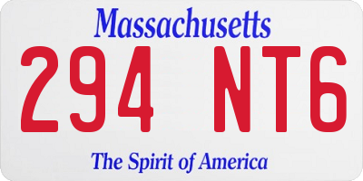 MA license plate 294NT6