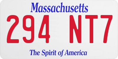 MA license plate 294NT7