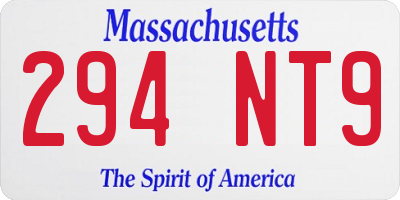 MA license plate 294NT9