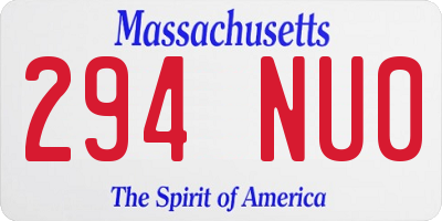 MA license plate 294NU0