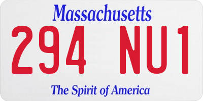 MA license plate 294NU1